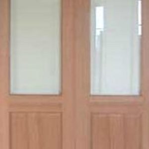 Hardwood Mayfair with Clear Bevelled Glass - Rebated Pair - Unfinished - DF
